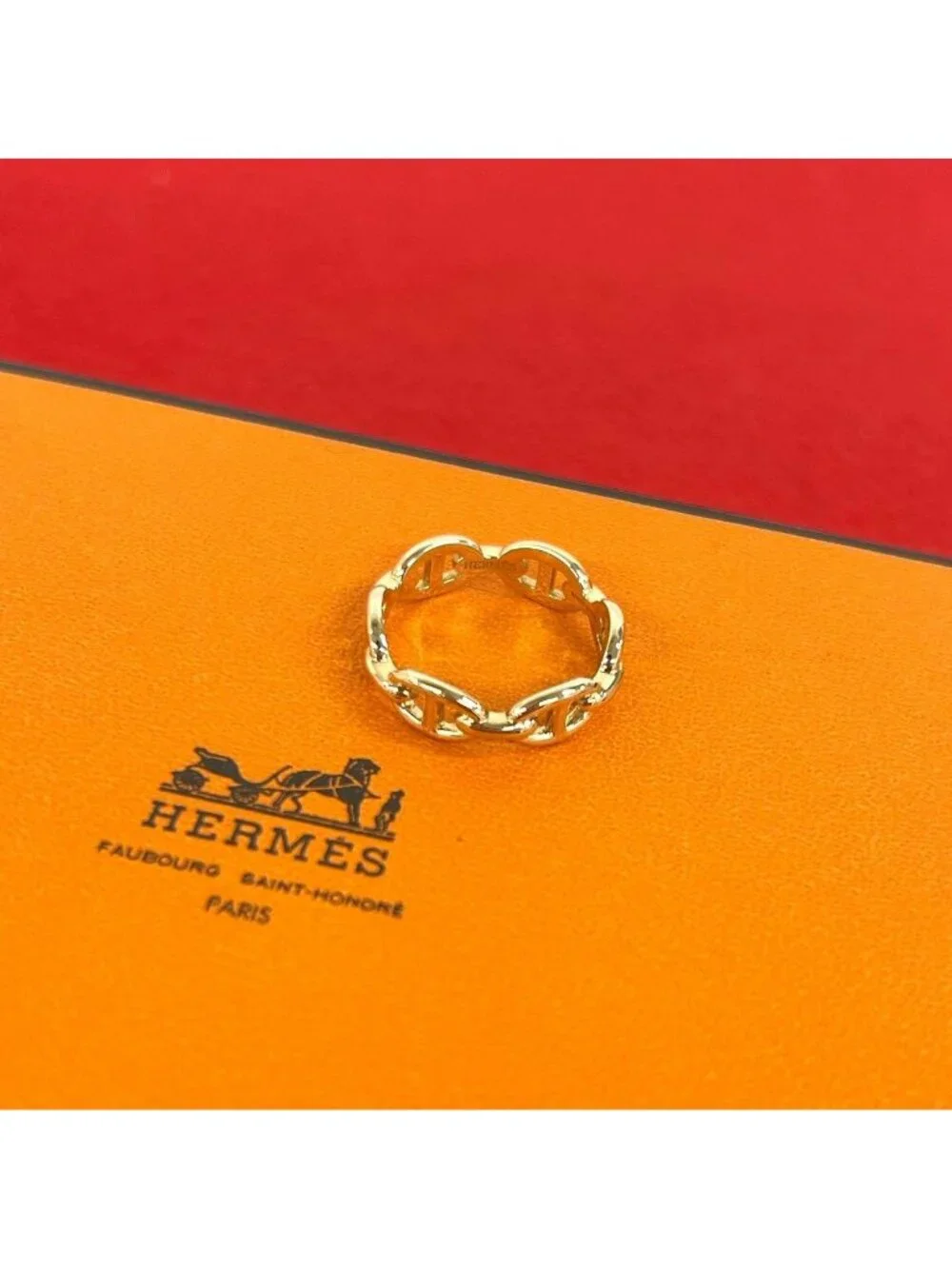 Hermes Enchainee 54 Pink Gold Ring